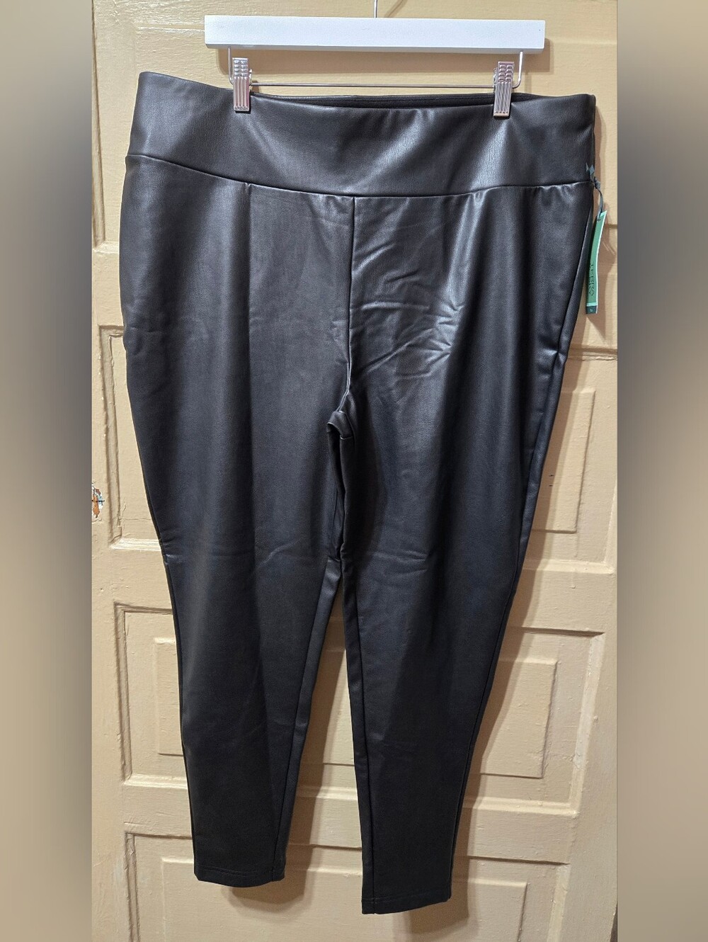 Terra And Sky Faux Leather Fitted Black Pants NWT Size: 2X